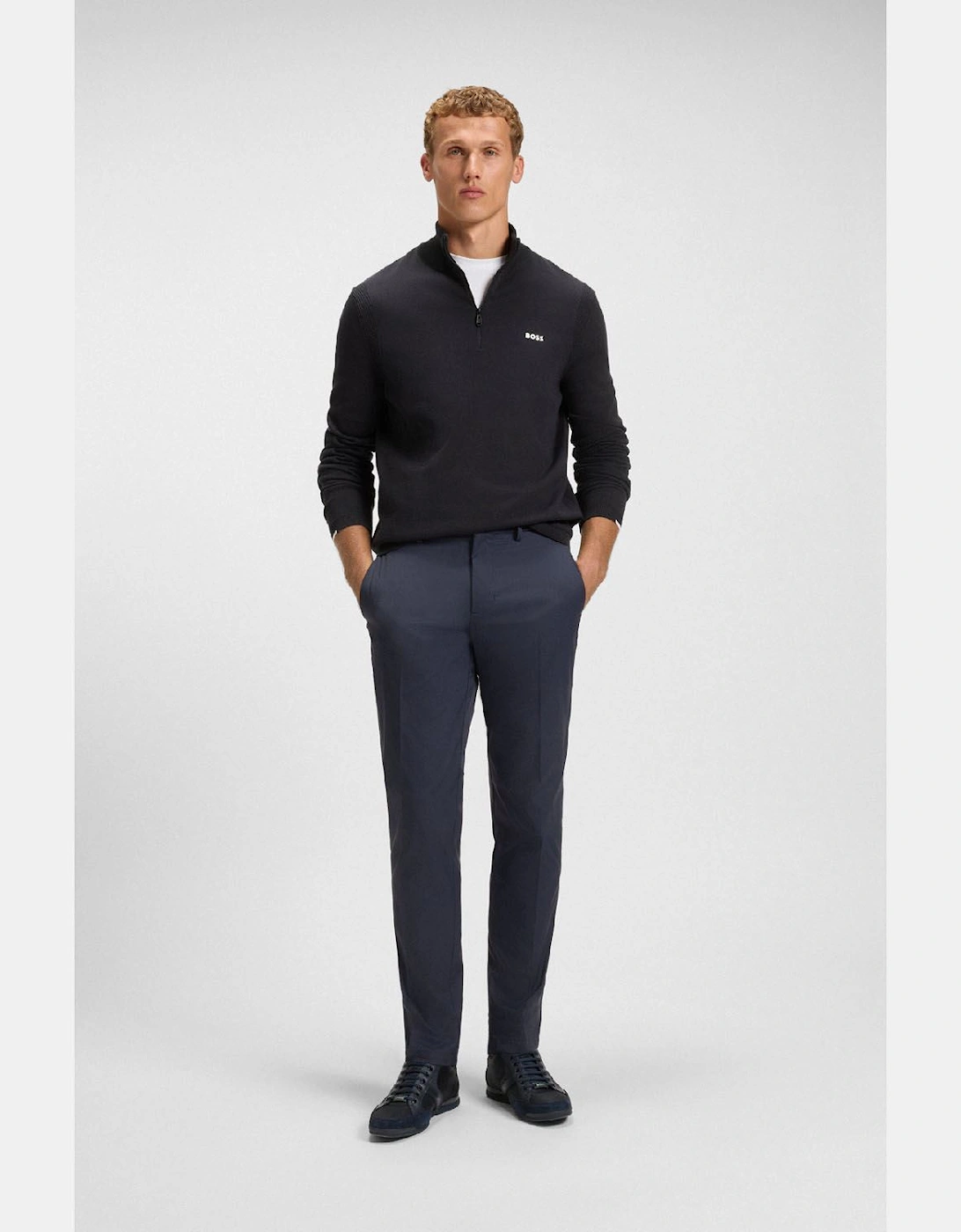 K Ever-X Zip Neck Cotton Sweater