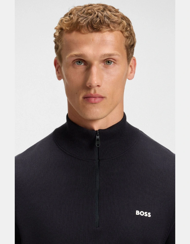 K Ever-X Zip Neck Cotton Sweater