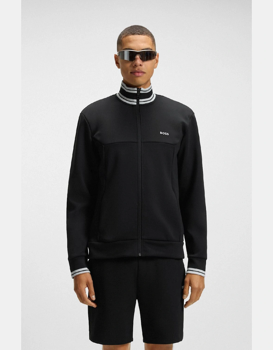 Zone Stripe Detail Zip Up Sweatshirt