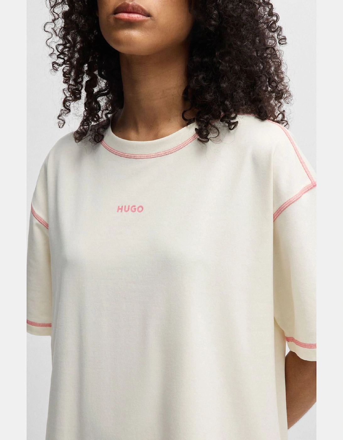 Stretch Cotton Night Dress with Contrast Logo