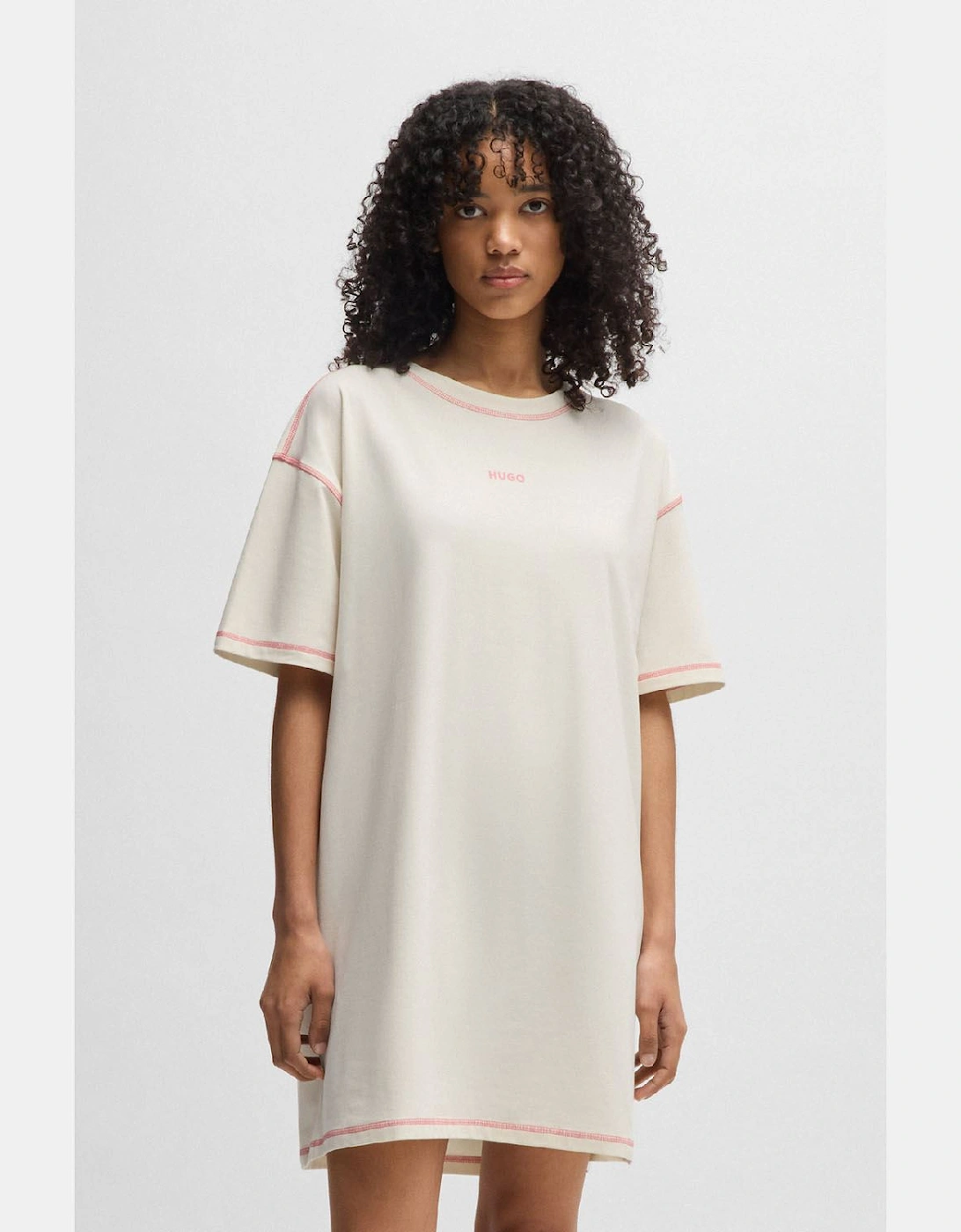 Stretch Cotton Night Dress with Contrast Logo