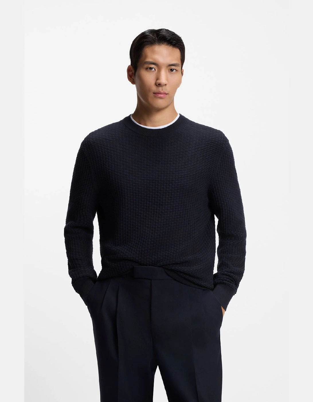 H-Imberto Cotton Sweater with Knitted Structure