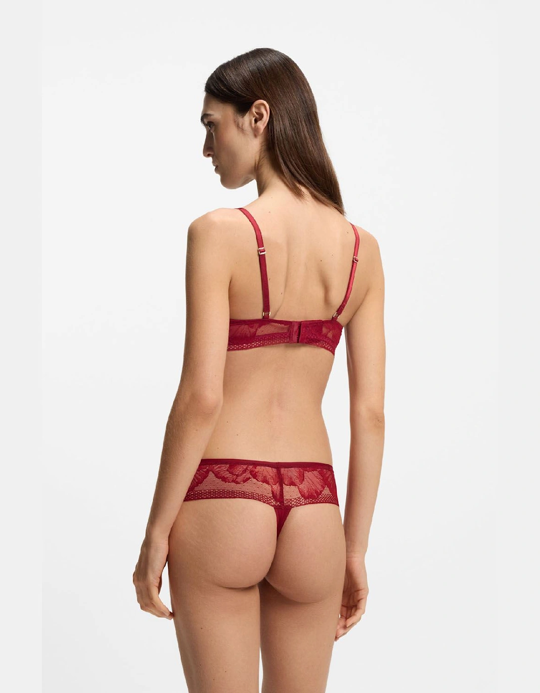 Microfibre Plunge Bra with Peony Lace