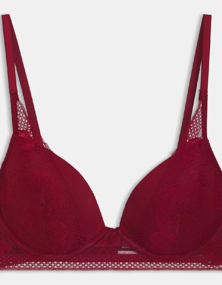 Microfibre Plunge Bra with Peony Lace