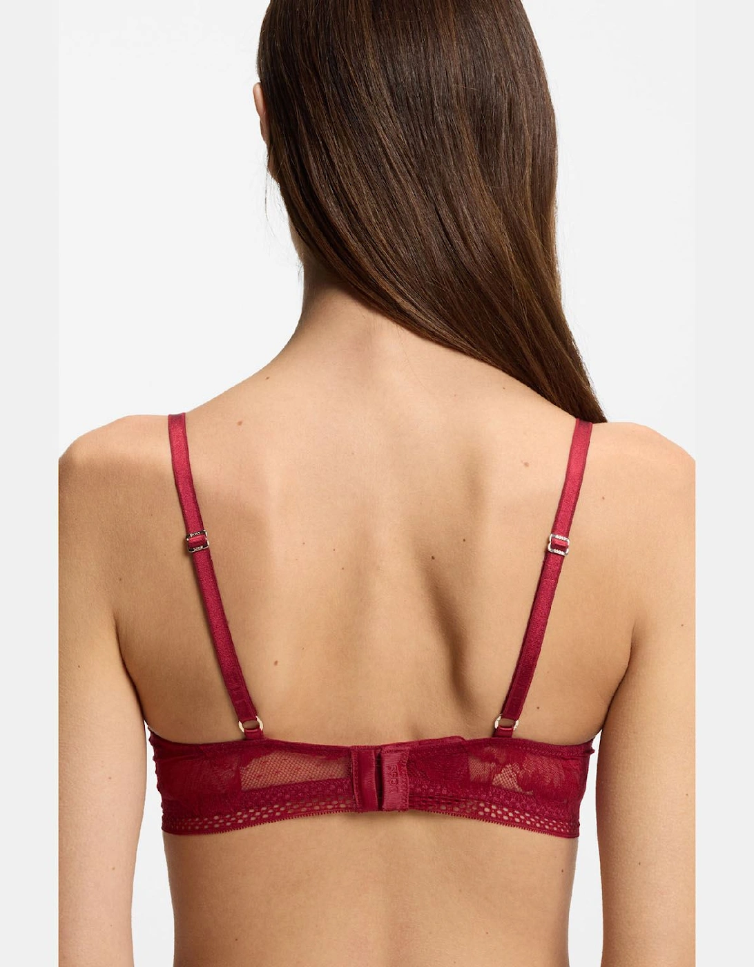 Microfibre Plunge Bra with Peony Lace