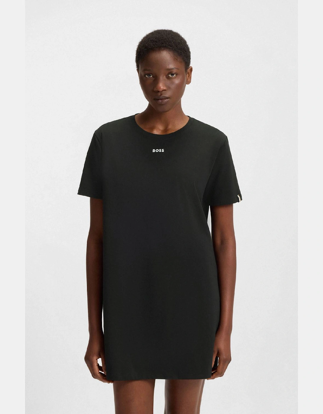 Stretch Cotton Nightdress with Logo Details