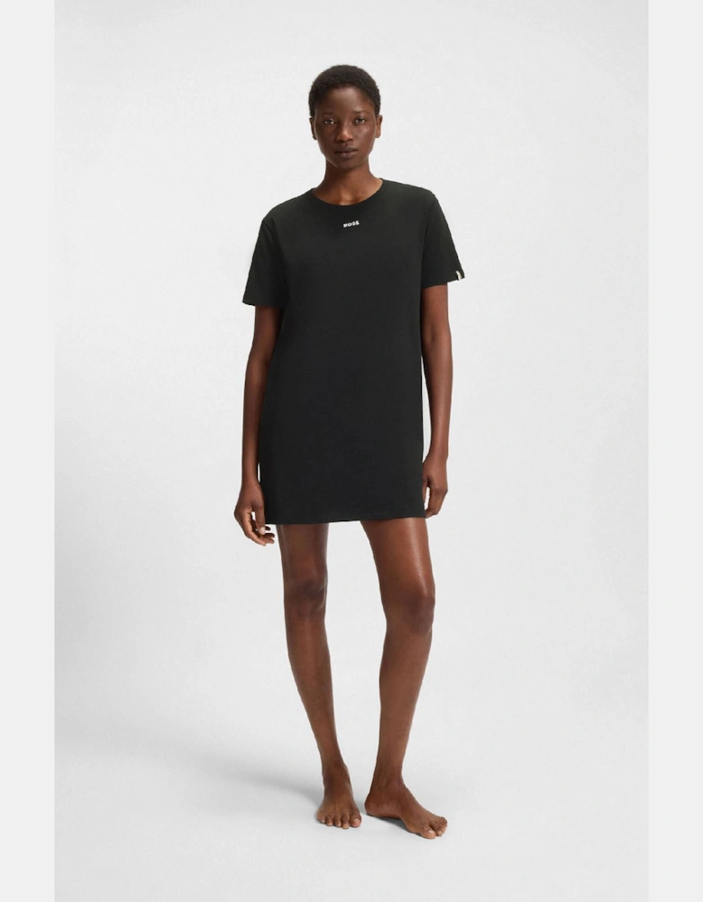 Stretch Cotton Nightdress with Logo Details