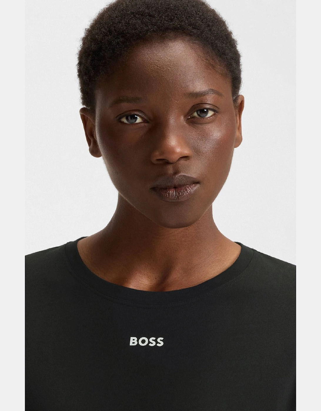 Stretch Cotton Nightdress with Logo Details