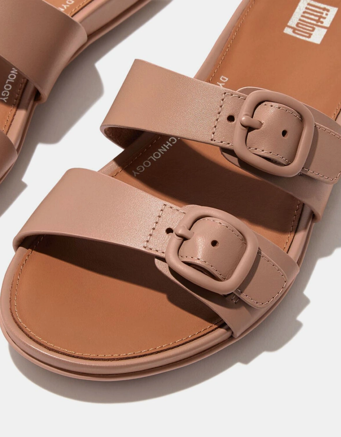 Gracie Buckle Two-Bar Leather Sliders