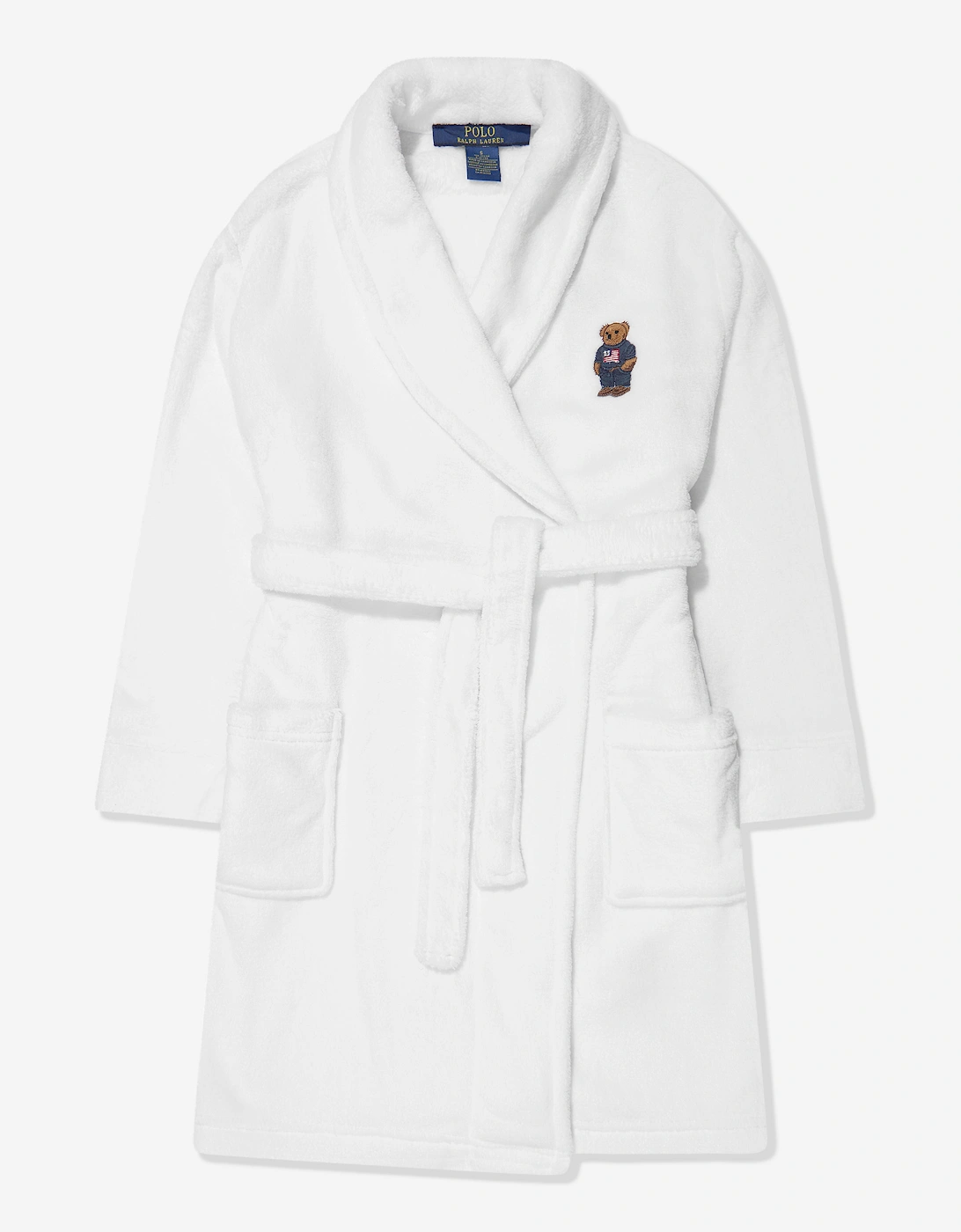 Boys Bear Patch Robe in White, 5 of 4