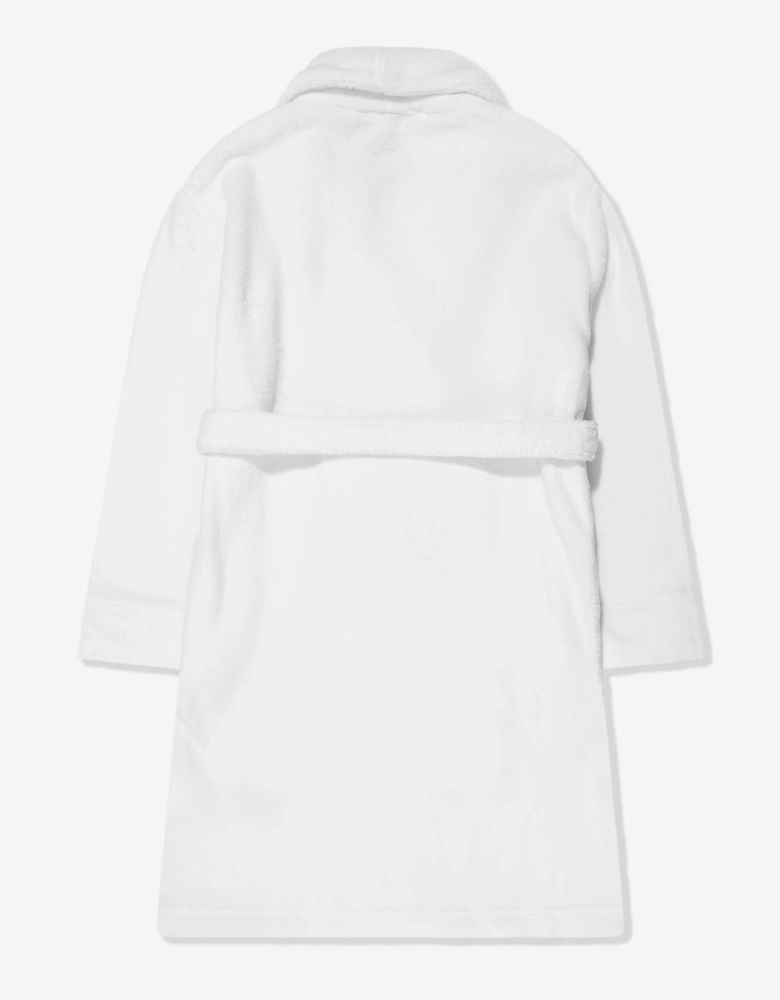 Boys Bear Patch Robe in White