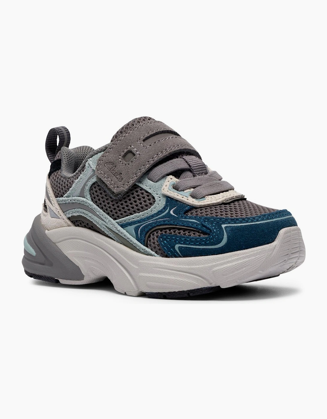 Clarks Girls Grey Green Combi 'S Crafton Vibe T First Trainers  (Wide) 4/G Kids
