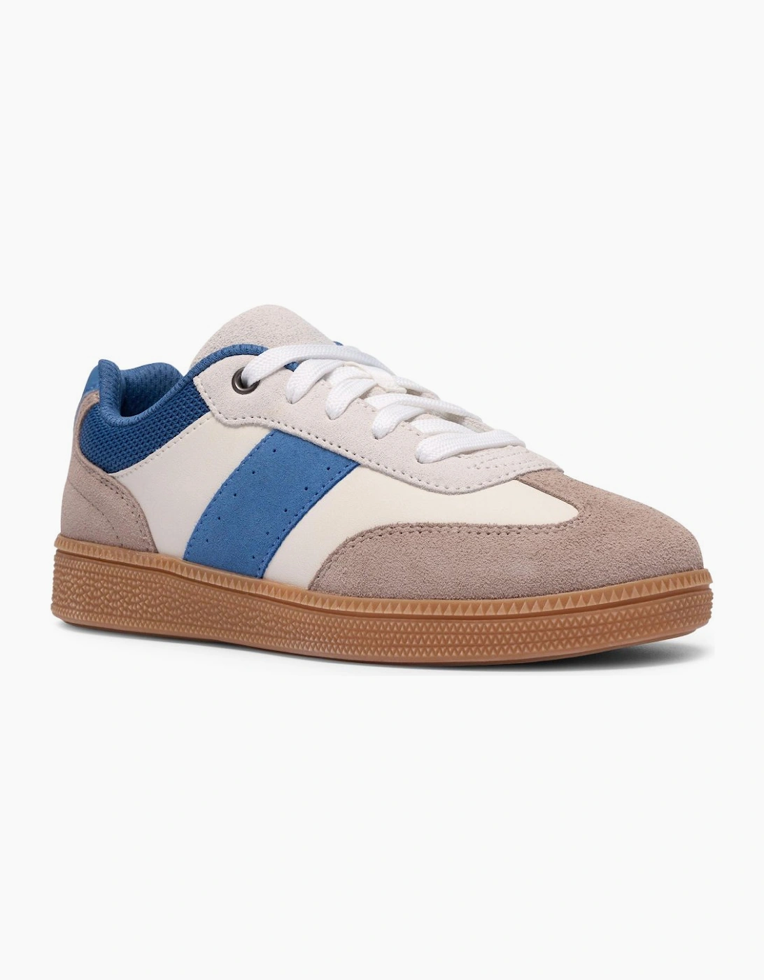 Clarks Girls White Blue Sde  Cypress Lace O Trainers - Size 2 (Older)/G (Wide) Kids