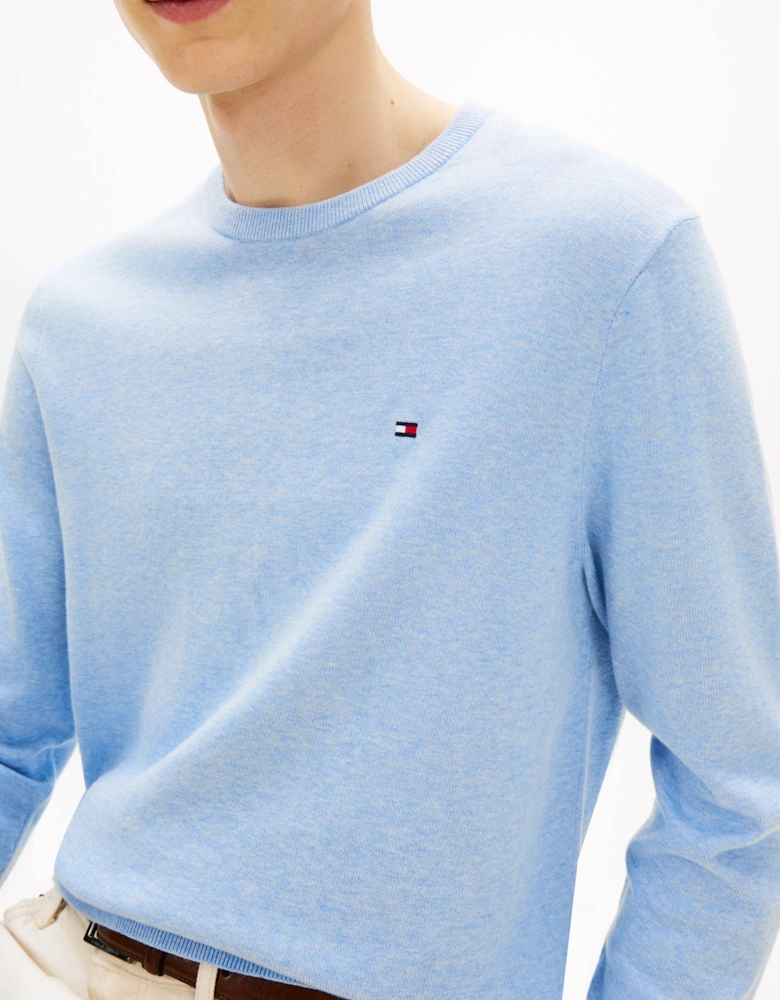 Essential Cotton Crew Neck Mens Sweatshirt - Vessel Blue Heather