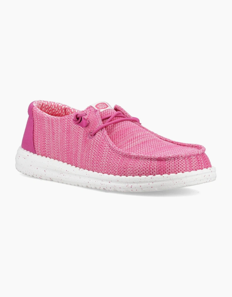 HEYDUDE Wendy Stretch Sox Polyester Women's Fuchsia Pink Moccasins Shoes