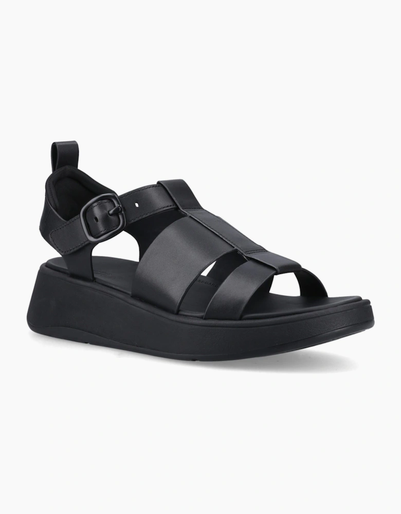 F-Mode Fisherman Leather Women's Black Narrow Fit Sandals