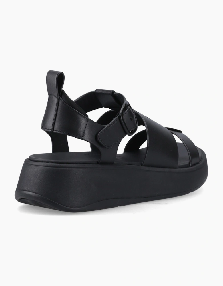 F-Mode Fisherman Leather Women's Black Narrow Fit Sandals