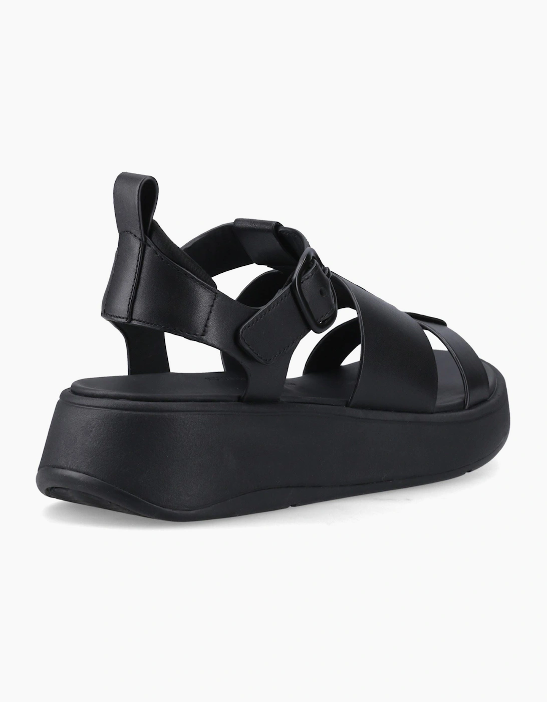 F-Mode Fisherman Leather Women's Black Narrow Fit Sandals