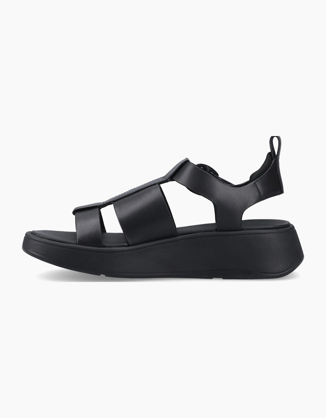 F-Mode Fisherman Leather Women's Black Narrow Fit Sandals