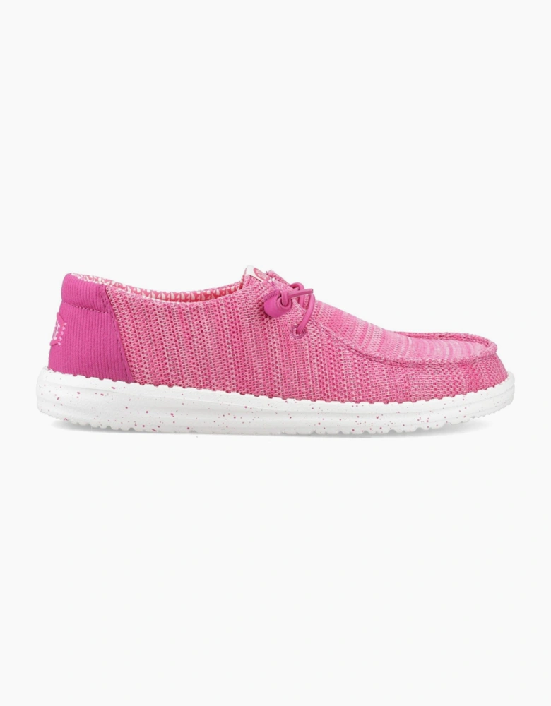 HEYDUDE Wendy Stretch Sox Polyester Women's Fuchsia Pink Moccasins Shoes