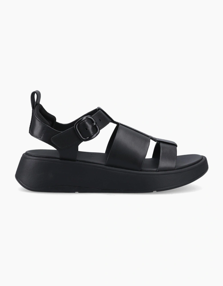 F-Mode Fisherman Leather Women's Black Narrow Fit Sandals