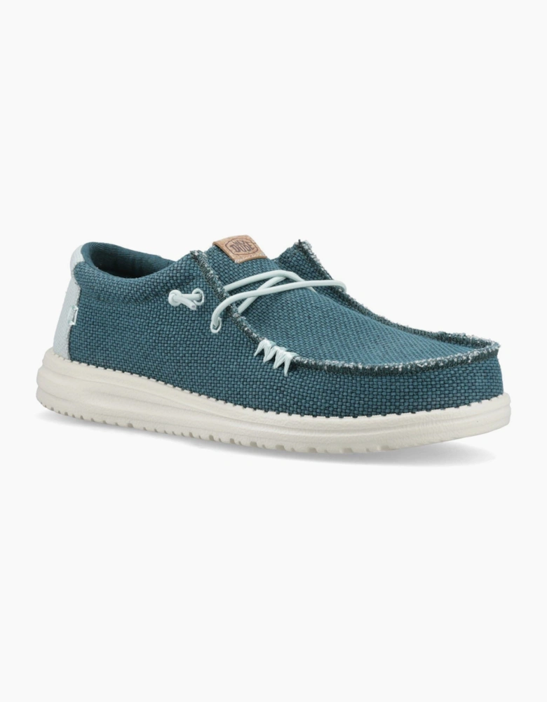 HEYDUDE Wally Braided Polyester Men's Deep Green/Harbor Grey Moccasins Shoes