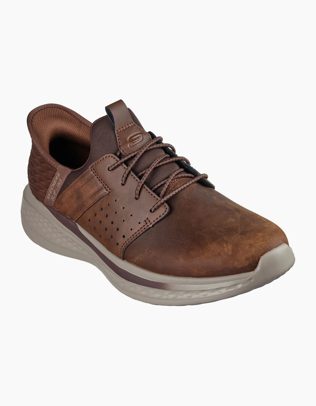 Skechers Men's Skechers Slade Zachary Textile Men's Dark Brown Wide Fit Lace-Up Shoes