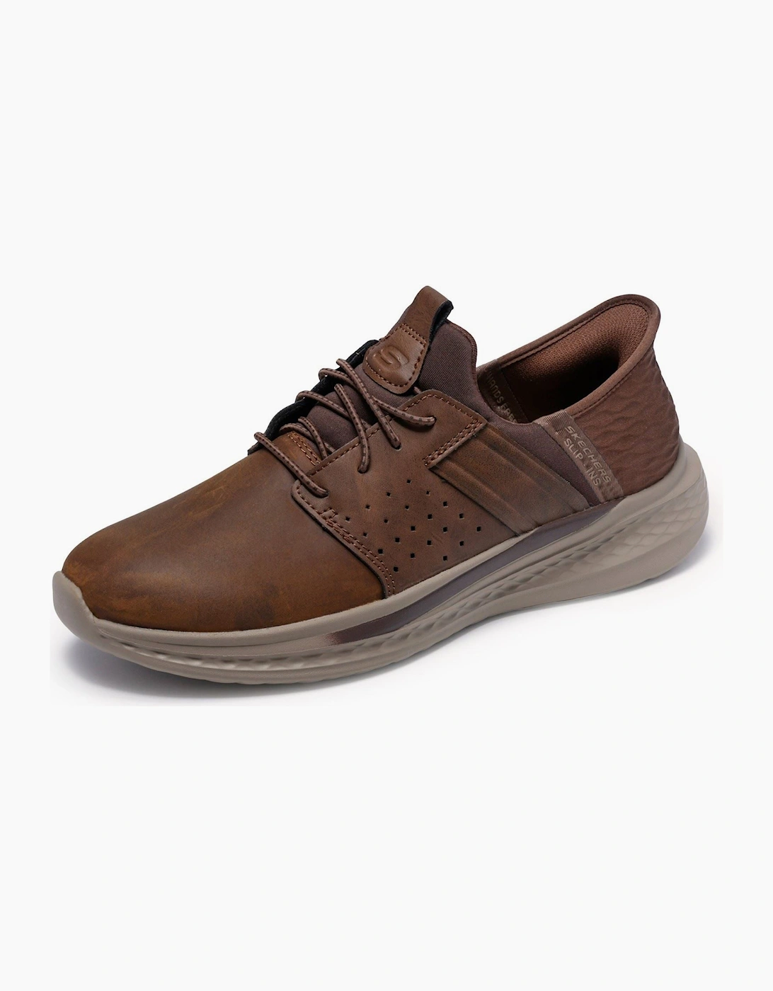 Slade Zachary Textile Men's Dark Brown Wide Fit Lace-Up Shoes