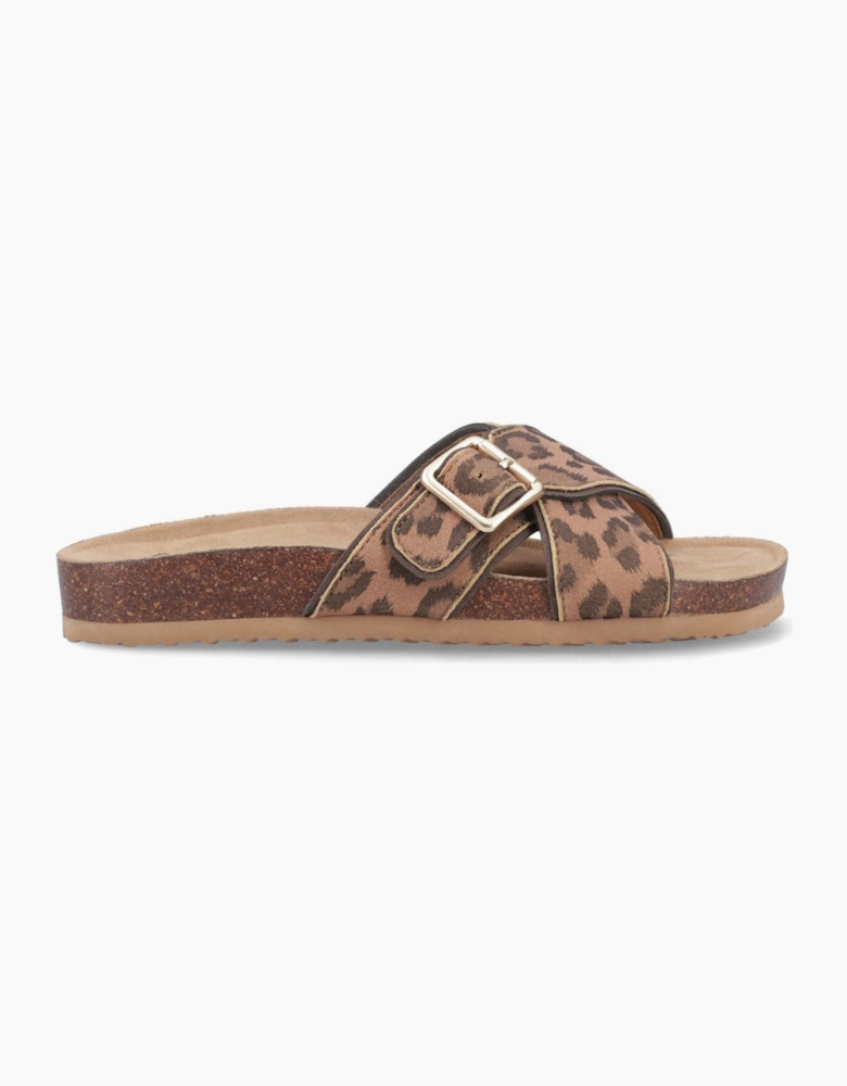 Annie Tigg Leopard Textile Women's Tan Sandals