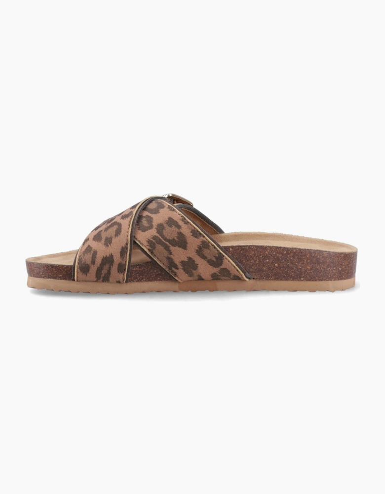 Annie Tigg Leopard Textile Women's Tan Sandals