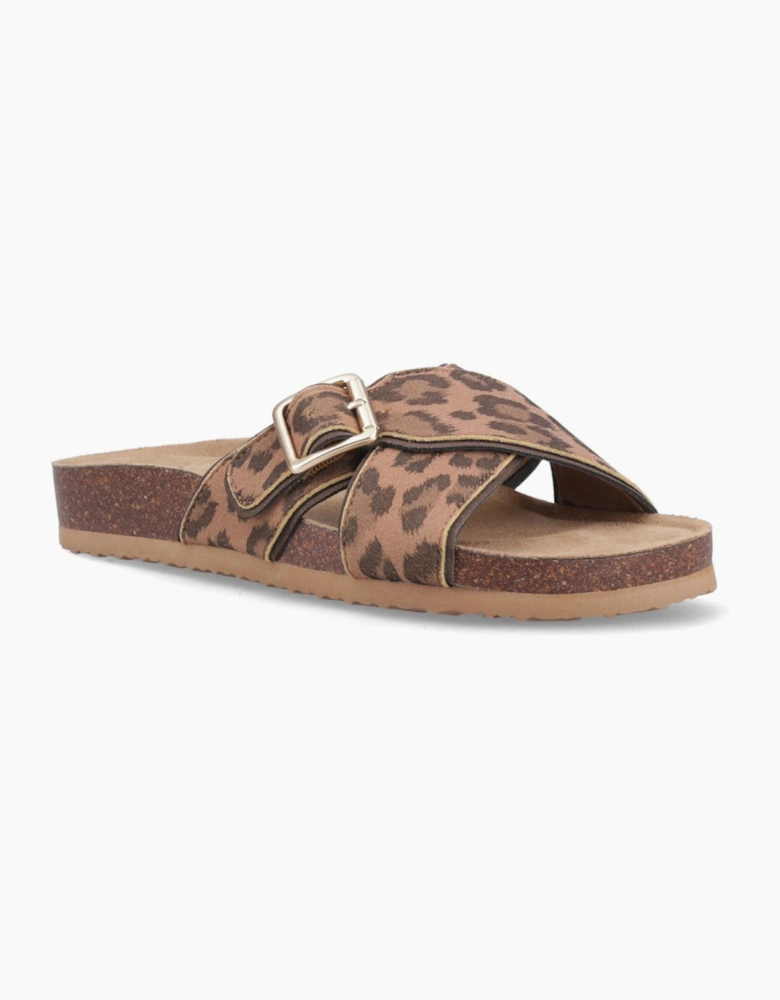 Annie Tigg Leopard Textile Women's Tan Sandals