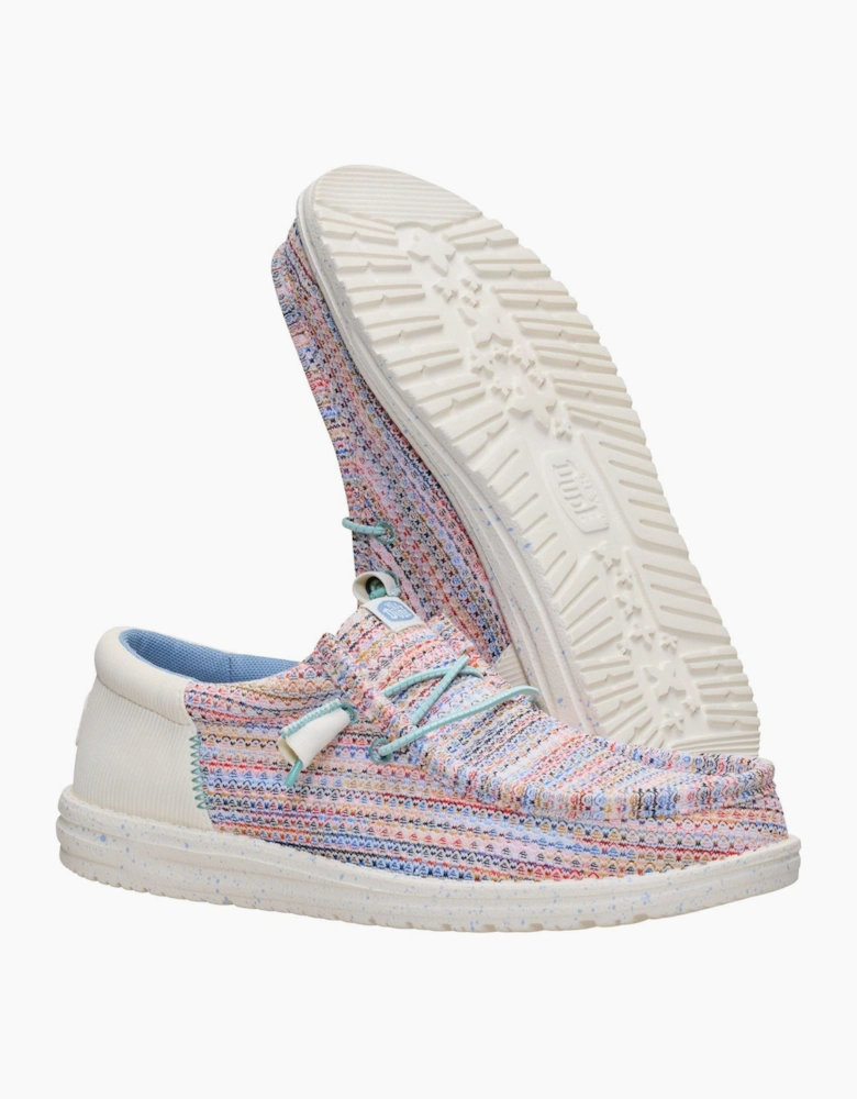 HEYDUDE Wally Funk Multi Mesh Polyester Men's Egret/Multi Moccasins Shoes