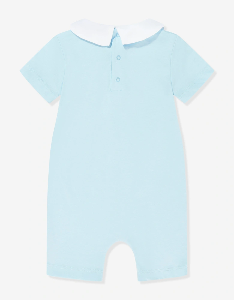 Baby Boys Teddy Bear Logo Romper in Blue