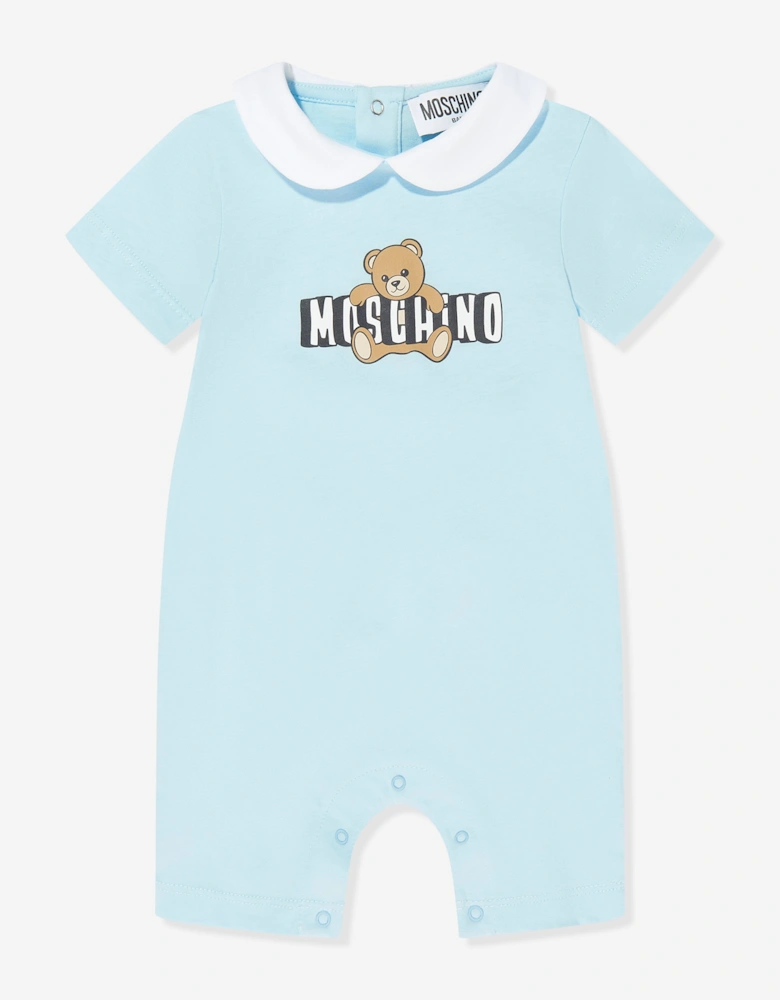 Baby Boys Teddy Bear Logo Romper in Blue