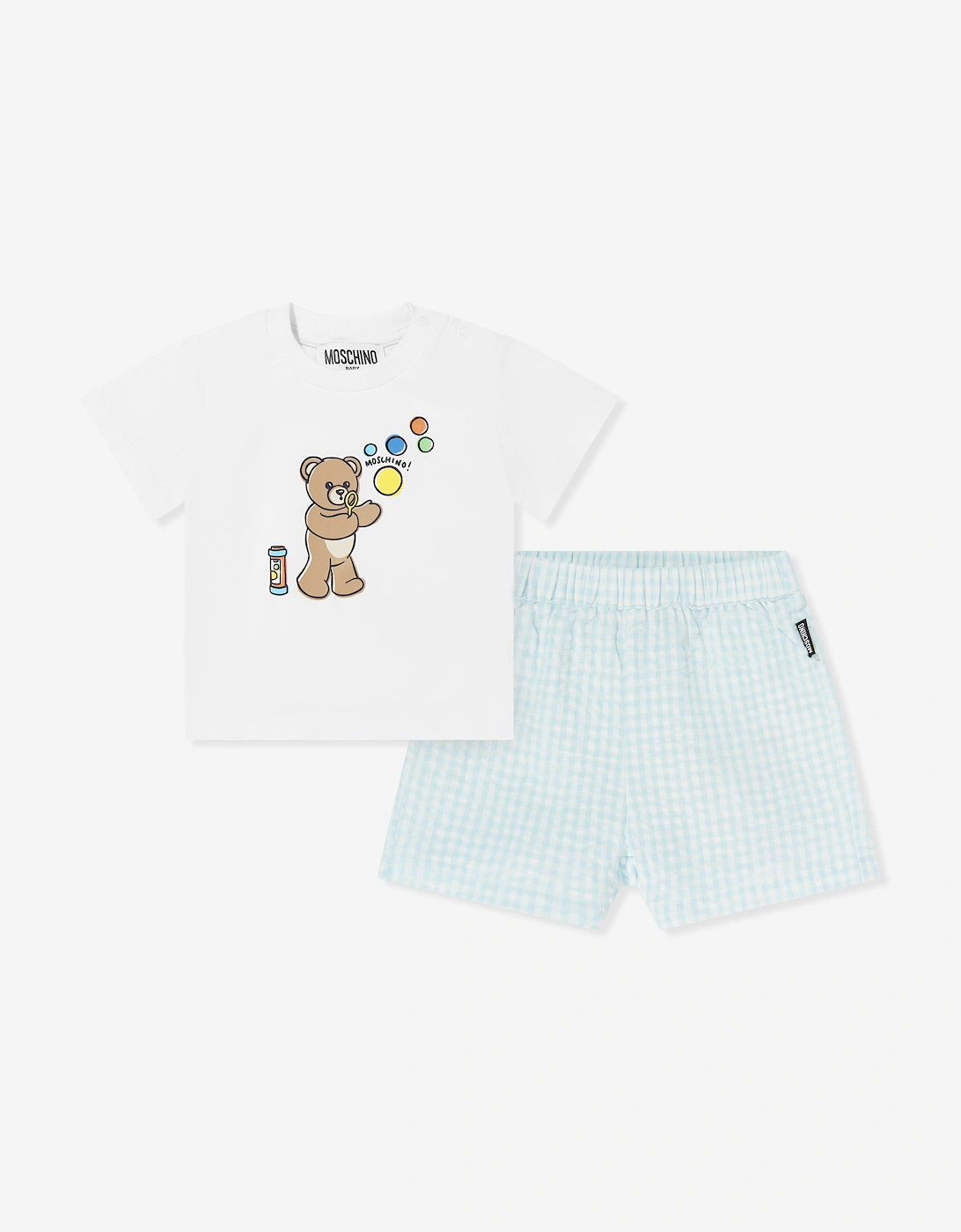Baby Boys Teddy Bear Short Set in Blue, 6 of 5