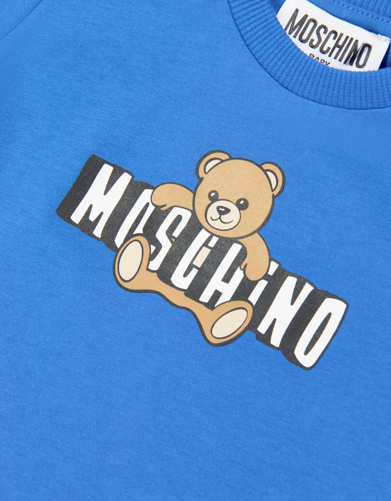 Baby Teddy Bear Logo Short Set in Blue