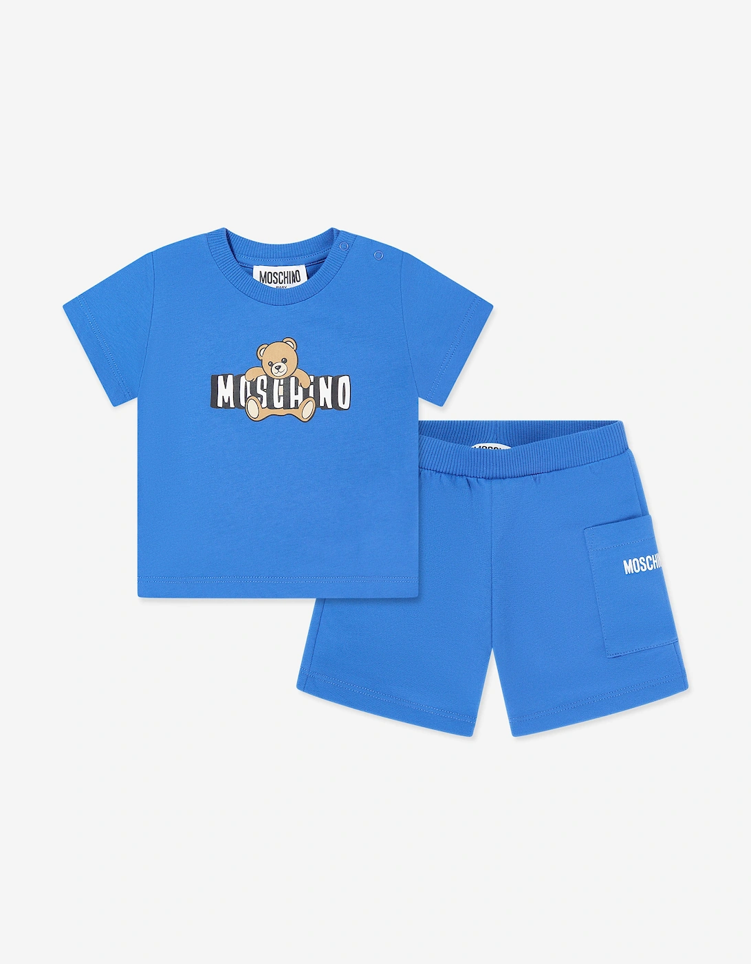 Baby Teddy Bear Logo Short Set in Blue, 7 of 6