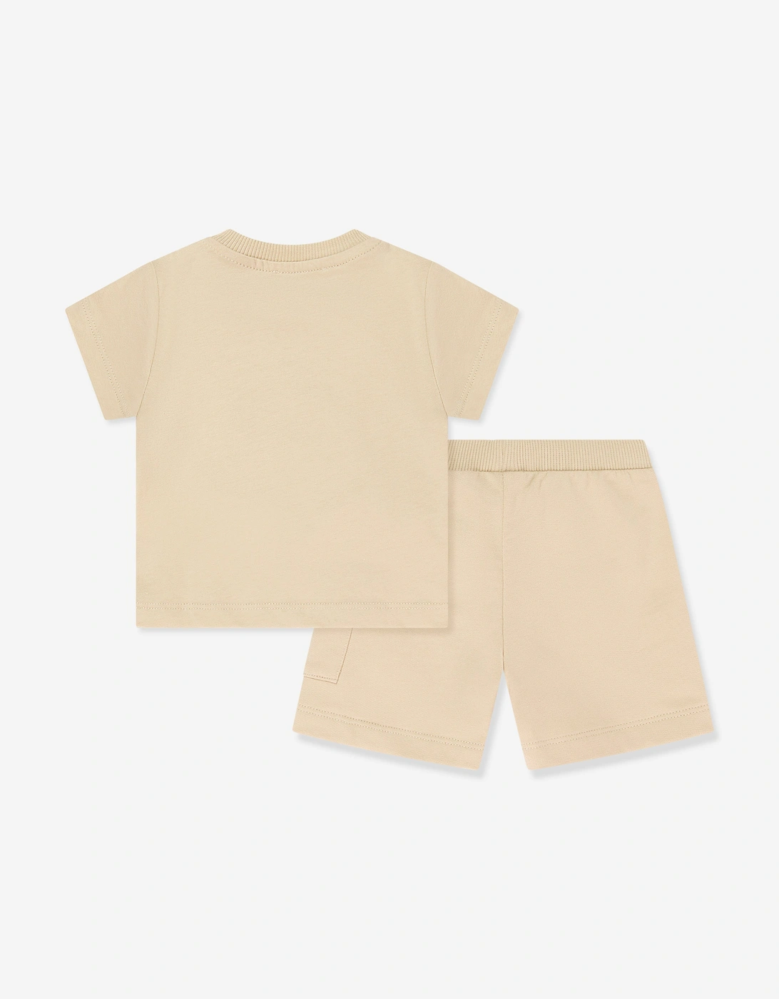 Baby Teddy Bear Logo Short Set in Beige