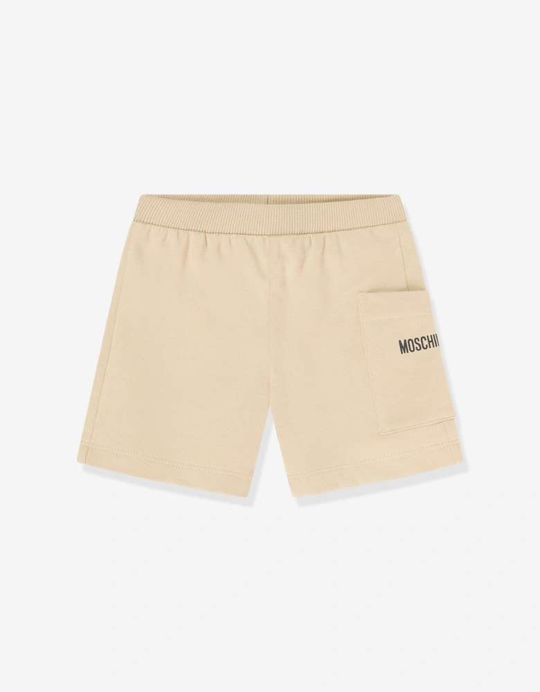 Baby Teddy Bear Logo Short Set in Beige