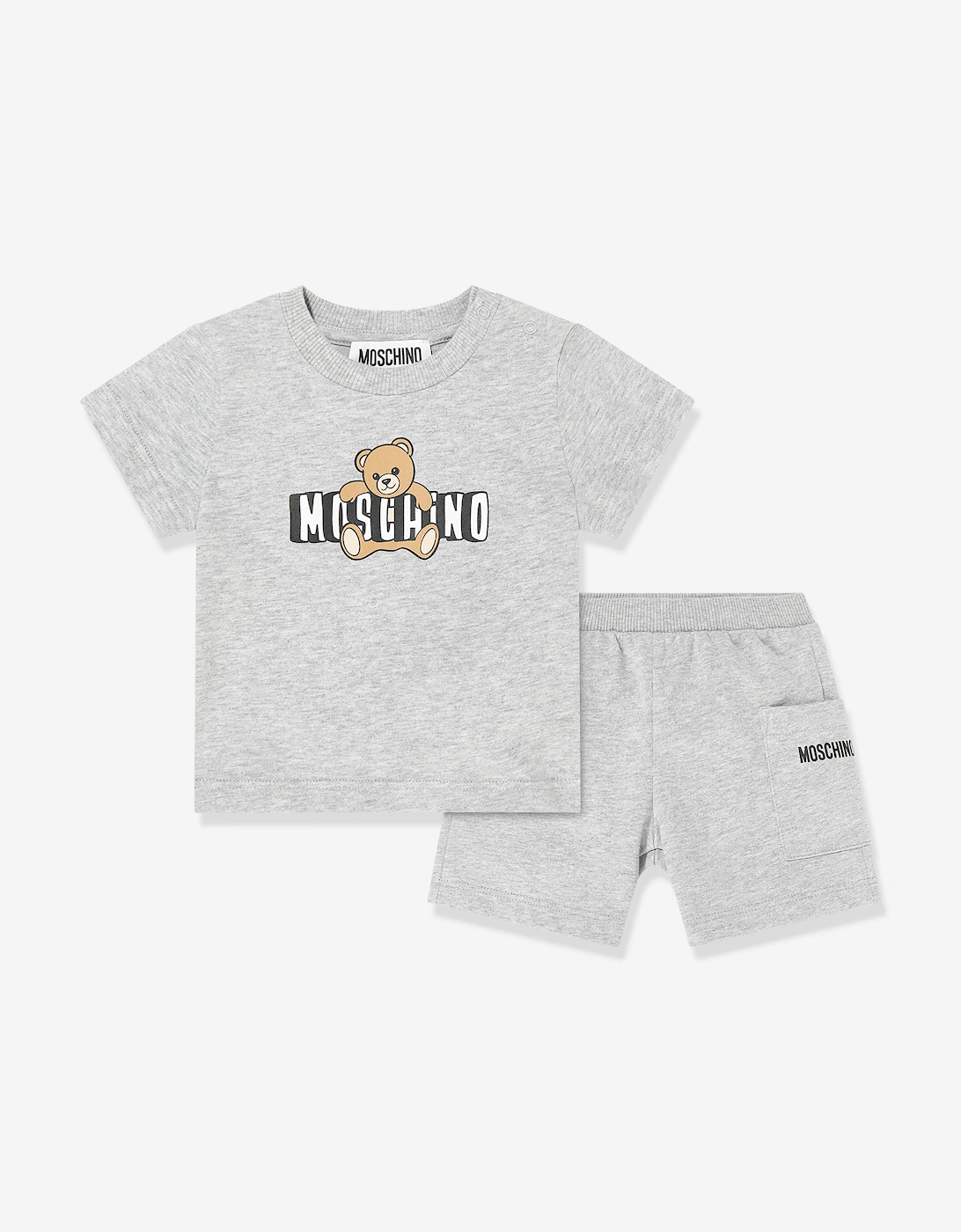 Baby Teddy Bear Logo Short Set in Grey, 7 of 6