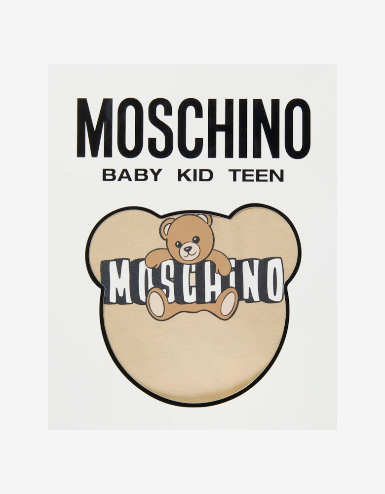 Baby Teddy Bear Logo Short Set in Beige