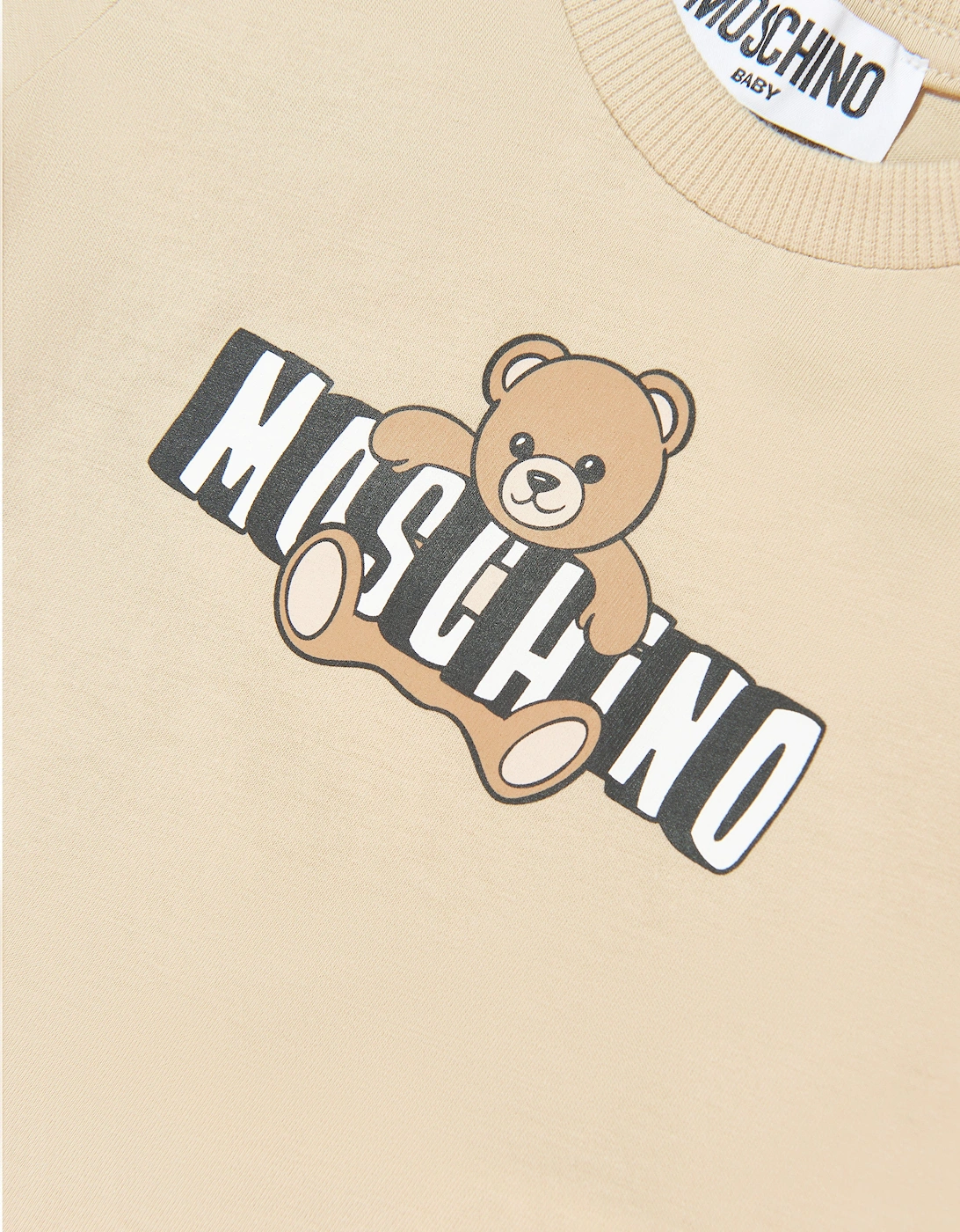 Baby Teddy Bear Logo Short Set in Beige