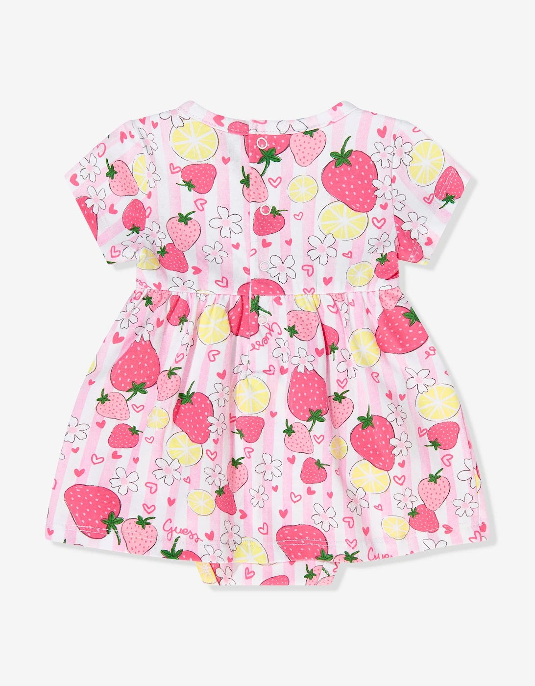 Baby Girls Strawberry Bodysuit Dress in Pink