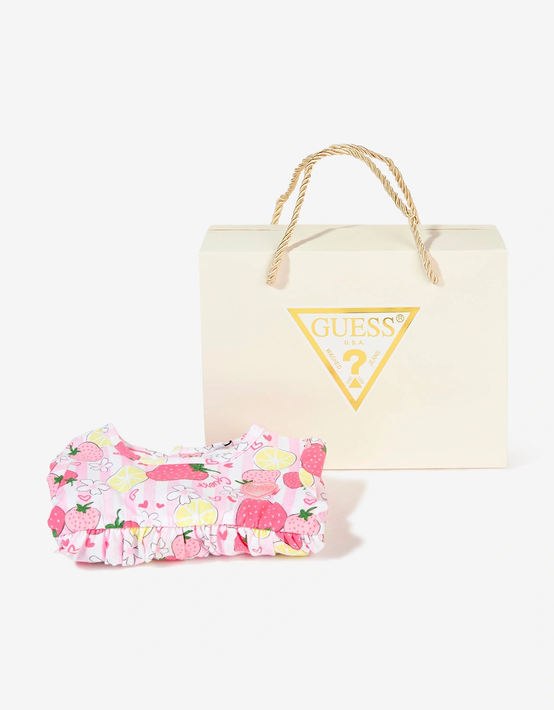 Baby Girls Strawberry Bodysuit Dress in Pink