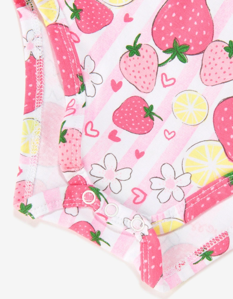 Baby Girls Strawberry Bodysuit Dress in Pink