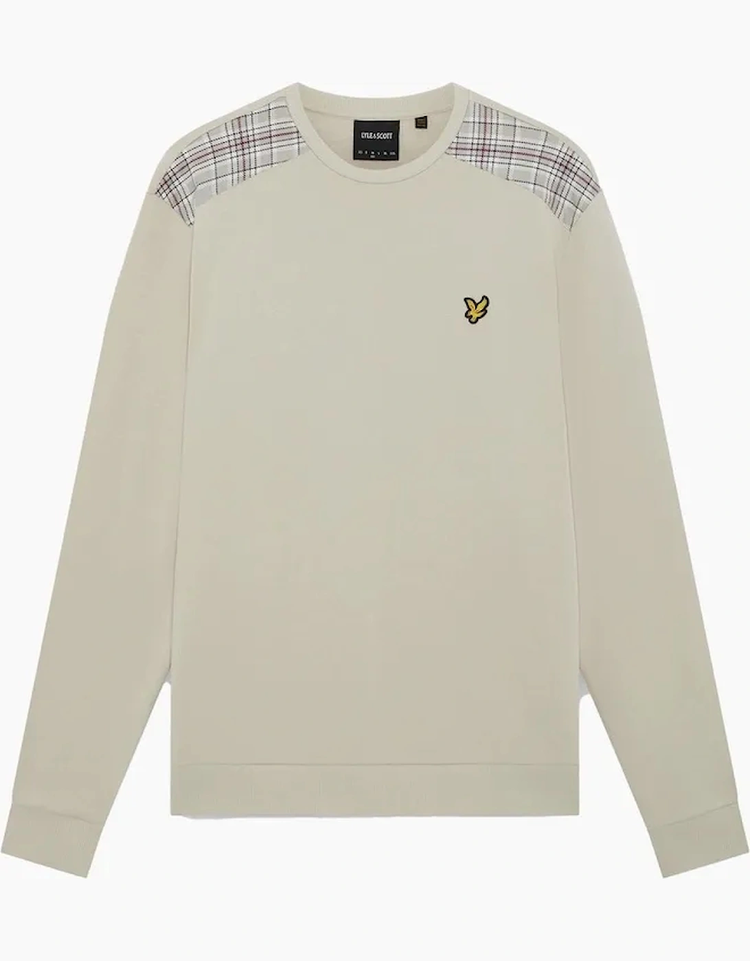 Lyle And Scott Men's Neutral Lyle & Scott Check Panelled Crewneck Sweatshirt - Cove  40 Large