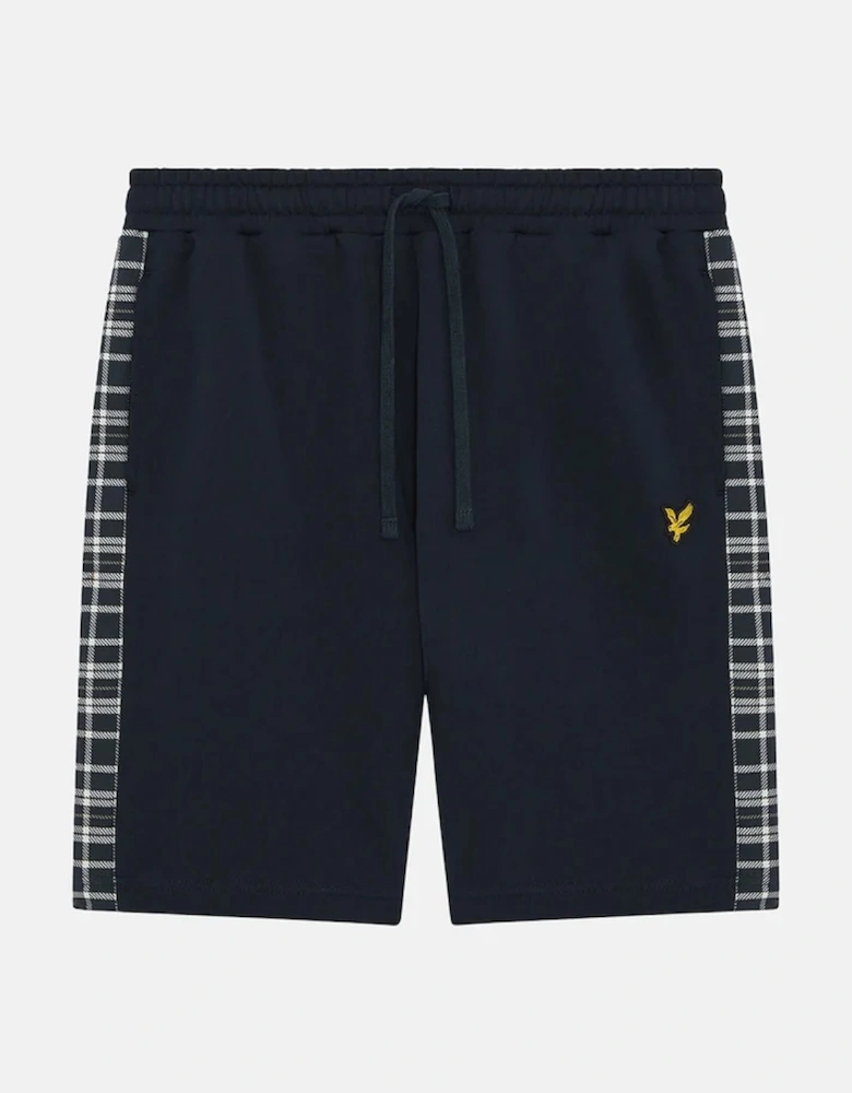 Lyle & Scott Check Panelled Sweatshort - Dark Navy