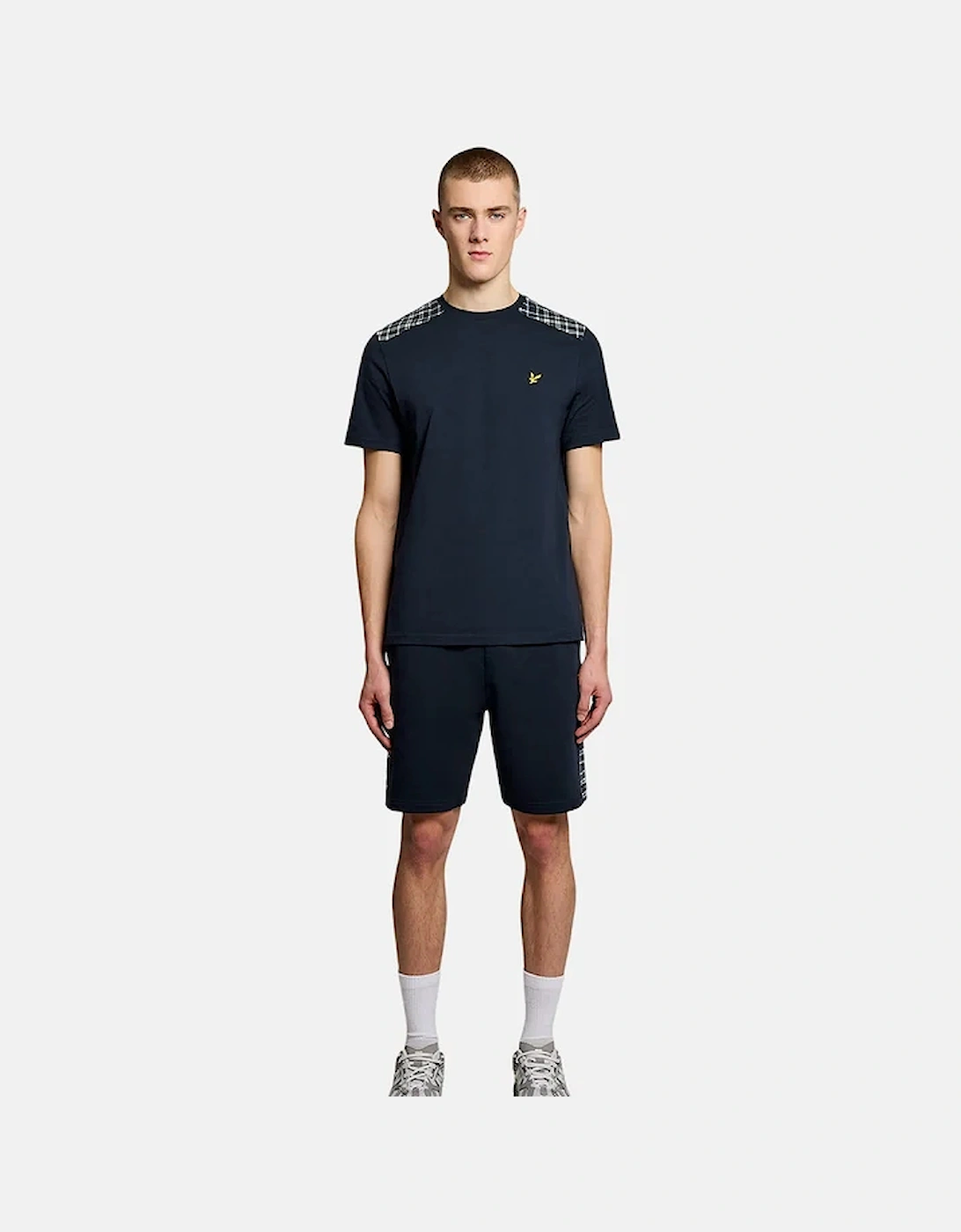 Lyle And Scott Men's Navy Lyle & Scott Check Panelled Sweat Shorts Dark - Size 37/36/32 - Image 5