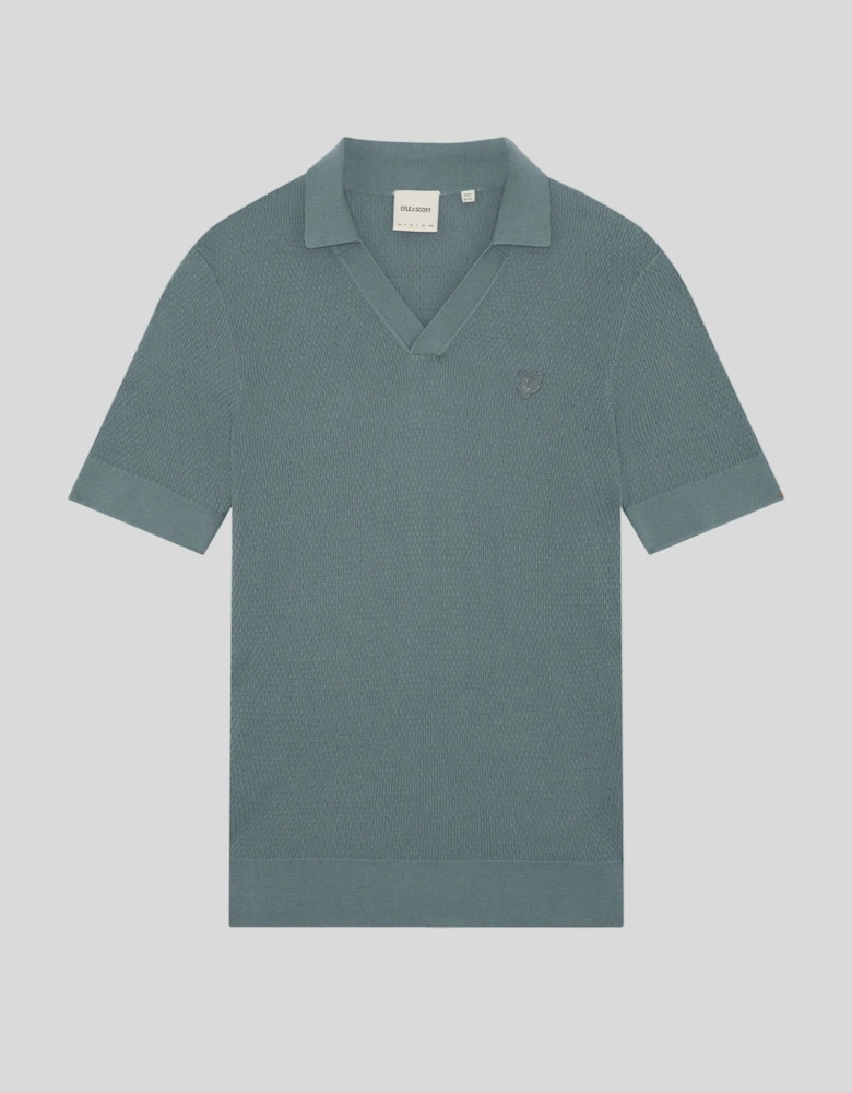 Open Collar Fine Knitted Polo Shirt