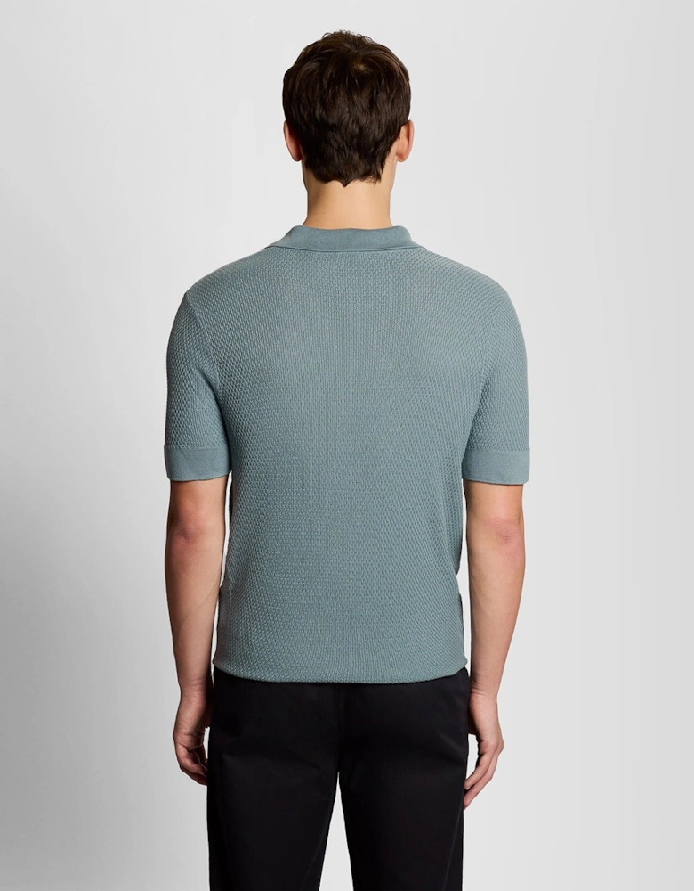 Open Collar Fine Knitted Polo Shirt